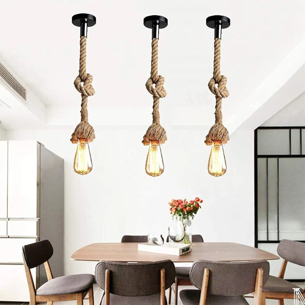 FazNova Hemp Rope Chandelier| Rustic & Eco-Friendly Lighting for Unique Interiors