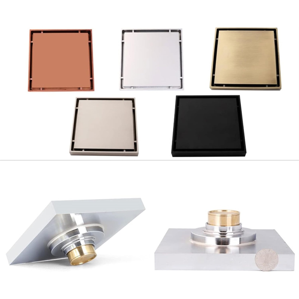 Brass Shower Floor Drain: The Top Cover Is Removable And Designed To Fit Tiles, Creating An Almost Invisible, Modern Look For Your Shower Floor.