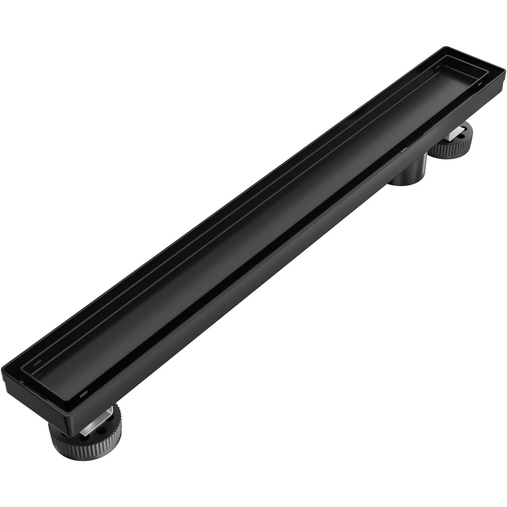 EXF Offset Linear Shower Drain 12 Inch Matte Black